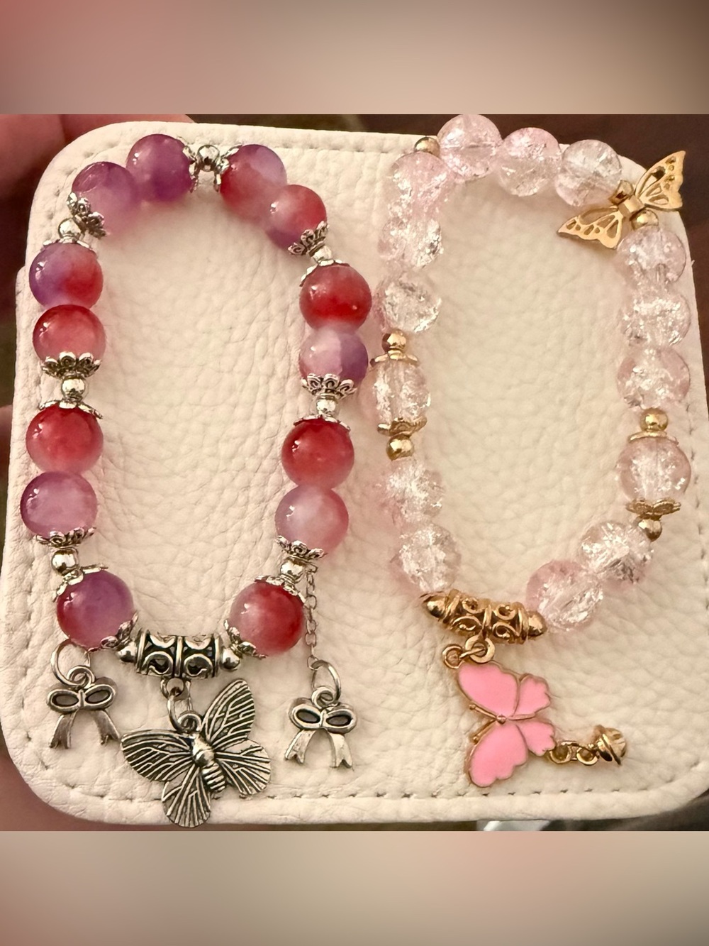 Beaded Butterfly Charm Bracelets - set of 2 *NEW
